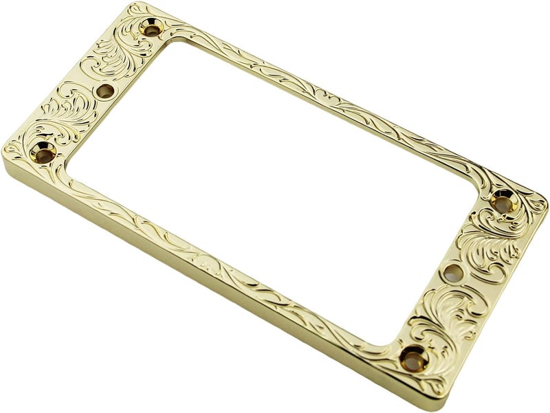 guyker Metal Flat Humbucker Cover, Pickup Mounting Ring Set - Bridge Neck Pickups Frame Replacement Part for Electric Guitar or Precision Bass(2PCS, PR008 Gold) - Image 2